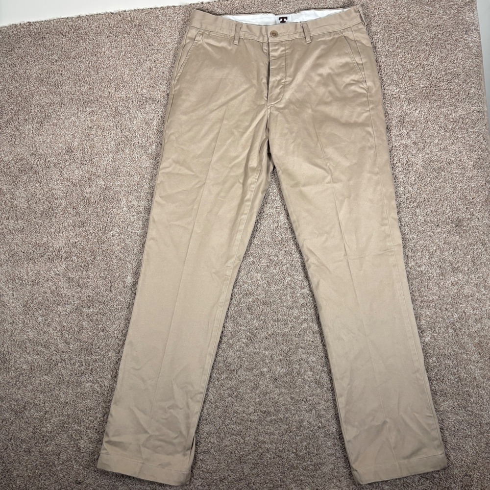 Tellason Mens Tan Chino Trousers Japanese Fabric Made in USA Button Fly Size 33